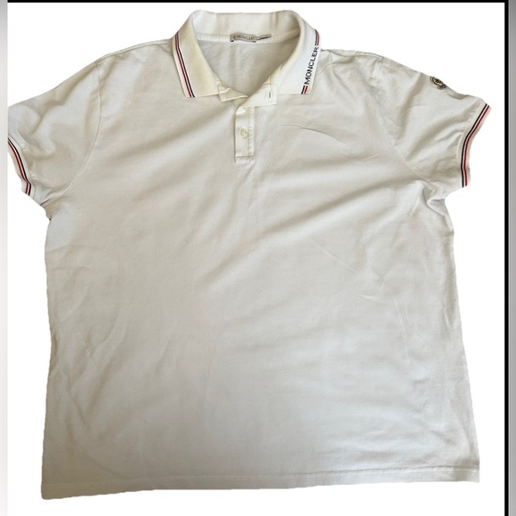 Moncler White Polo Shirt with Red Accents